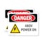 Signmission 480V Power On Danger Sign, Plastic, 10in W x 7in L, 2PK OS-2PACK-DS-P-710-L-2195 - alternate 1